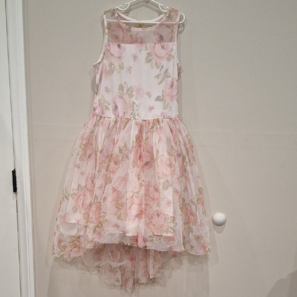 Girls XL Zenzi Pink Floral Tulle Overlay Dress
